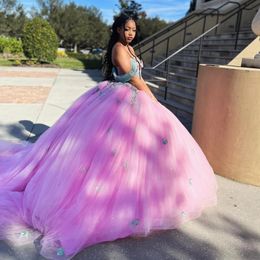 Pink Shiny Quinceanera Dresses Ball Gown Birthday Party Dress Lace Up Graduation Gown Sweetheart Swet 16 vestidos de quinceanera