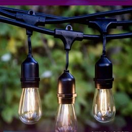 IP65 15M LED S14 String Lights Waterproof E27 Warm LED Retro Edison Filament Bulb Outdoor Street Garden Patio Holiday Lighting187t