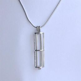 Pendant Necklaces 5pcs 18kgp Pearl Gem Beads Locket Hollow-out Long Cylinder Tube Cage Fittings For DIY Bracelet Necklace Jewelry2999