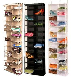 Household Useful 26 Pocket Shoe Rack Storage Organiser Holder Folding Door Closet Hanging Space Saver with 3 Color224c