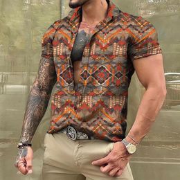 Men's Casual Shirts Hawaiian Short Sleeve Shirt Extra Large Vintage Clothes Ethnic Style Printed Streetwear Dazn Loose Tops