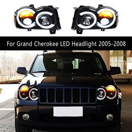 Automobile Front Lamp Assembly DRL Daytime Running Light Streamer Turn Signal For Jeep Grand Cherokee LED Headlight Auto Parts 05-08