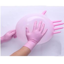 Disposable dingqing pink rubber latex gloves dental beauty catering oil-proof experimental food gloves acid and alkali resistant 2307a