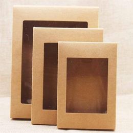 20pcs DIY Paper Box with Window White black kraft Paper Gift Box Cake Packaging for Wedding Home Party Muffin Packaging2572