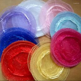 Jewelry Pouches 50pcs 26cm Diameter Gauze Bag Drawstring Pouch Wedding Birthday Christmas Candy Gift Display Round Organza