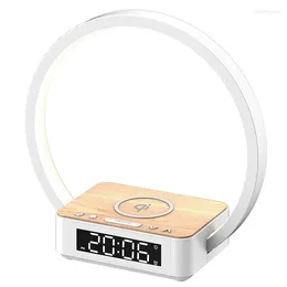 Table Lamps Bedside Lamp Qi Wireless Charger Led With Alarm Clock Press Control 3 Light Tones US Plug