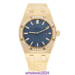 Audemar Pigue Mechanical Watches Royal Oak 33mm Blue Dial Yellow Gold Diamond Women's Luxury Quartz Watch 67651BA.ZZ.1261BA.02 HB MTNO