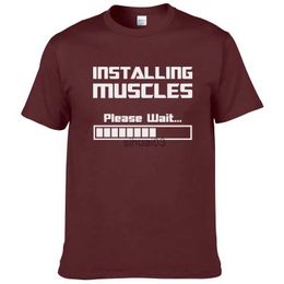 Men's T-Shirts Summer New Tshirts Installing Muscles Please Wait Loading Bar Funny Print T Shirt Men Women Cotton Short Sleeve Cool Tees #310