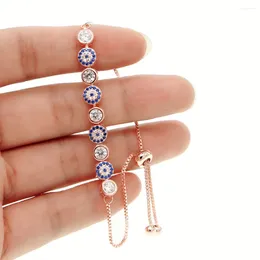 Link Bracelets Mix 3 Colour Gold Rose Silver 5mm Sparking 5A Cz Evil Eye Chain Girl Women Turkish Jewellery Pave Bracelet