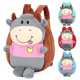 Plush Childrens Bag Baby Kindergarten Bag Cartoon Cute Cow Childrens Backpack School Bags Mochila Escolar Rugzak Kids Bag 240118