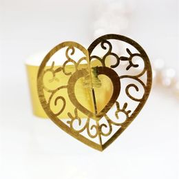 50pcs Heart Napkin Rings Lace Towel Paper Buckle Wedding Banquet Festival Table Decoration Napkin Loop Ring Party Supplies1248p