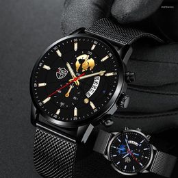 Wristwatches 2023 Exquisite Watch For Men Fashion Elegant Brand Male Stainless Steel Business Gold Quartz Casual Watches Mens Relo240i