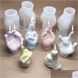 Craft Tools 12 Types Hand Shape Candle Sile Molds Diy 3D Gesture Scented Candles Soap Mod Fingers Per Wax Plaster Chocolate Cake Dec Dh5Si
