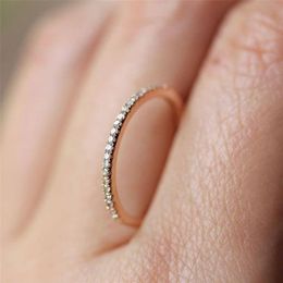 Super Thin Crystal Couple Wedding Ring Silver Rose Gold Engagement Rings Alloy Trendy Women Anillos Nice Girlfriend Gifts AR19261x