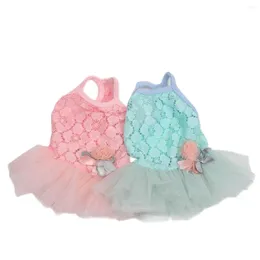 Dog Apparel Princess Cat Dress Hollow Out&Flower Design Pet Puppy Spring/Summer Clothing