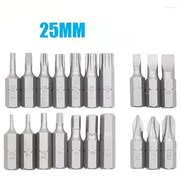 5Pcs 25mm Length Torx Screwdriver Bit Set 1/4" Hex Shank Electric Screw Driver T10 T15 T20 T25 T27 T30 T40 No Hole