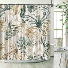 Shower Curtains Tropical Greenery Bathroom Curtain Summer Jungle Fabric Waterproof Hook Hanging Screen For Home Use239p