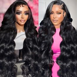 40 Inch Body Wave Transparent Front Human Hair Wigs Brazilian Black Colour 250 density HD 13x4 Lace Frontal Wig For Women