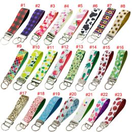 Faux Leather Keychain Wrist Key Fob Template Lanyard Cute Strawberry Wristlet Keychain Gift for Women ZZ