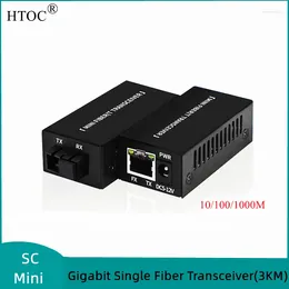 Fibre Optic Equipment HTOC Mini Gigabit 10/100/1000M A/B SC Single Ethernet Switch Media Converter Rj45 Optical Transceiver 1 Pair