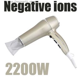 Hair Dryers 2200W Powerful Hair Dryer Professional Salon Hot and Cold Air Blowdryer with Air Collecting Nozzle Low Noise Negative Ions Q240131