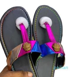 2024 High quality Kurt Geiger Flip Flops Slippers Women Sandals Stitching Fashion Rainbow Slipper Designer Slides Flat Shoes Eagle Head 88