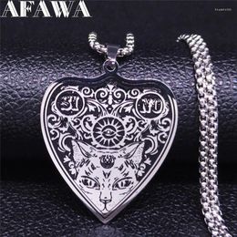 Pendant Necklaces AFAWA Divination Cat Stainless Steel Pendants For Women Silver Colour Witchcraft Chain Necklace Jewellery Joyas N7701S02