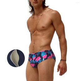 Men's Swimwear With Push Pad Men Printed Swimming Trunks Bikini Europe America Fashion Sexy Low Waist Quick Dry Surfing Sports