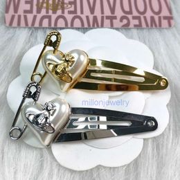 Womens hair clip Luxury barrettes vivianeism westwoodism clamps love pin hair clip Personalised temperament high-end feeling Saturn heart shaped return pin hair