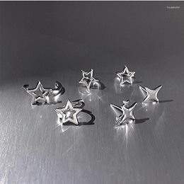 Stud Earrings Y2K Shinning Pentagram Star Earring For Women Punk Gothic Silver Colour Helix Piercing Ear Bone Nail Jewellery Accessories