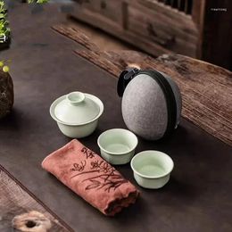 Teaware Sets Portable Travel Gaiwan Kungfu Tea Set Chinese Porcelain Bowl With Towel Bag Outdoor Home Business Gift