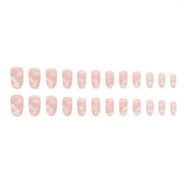 False Nails Woman Pink Press-on Nail Gentle Milk Clouds Oval Shaped Artificial For Salon Expert And Naive Women