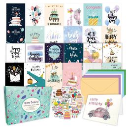 50pcsset Happy Birthday Card Assorted Greeting With Envelopes And Stickers Folded Gift For Kids Adults Party Supplies 240118