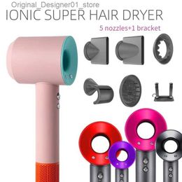 Hair Dryers Professional Leafless Hair Dryer High Speed 5 Nozzles Multifunctional Hair Blower Fast-Dry Negative Ion Hair Care Dryer Gift Box Q240131