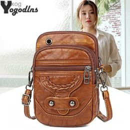 Cell Phone Pouches Multi-Functional Soft PU Leather Small Shoulder Bag For Women Vintage Crossbody Bag Cash Purse Cell phone Baga Handbag Purse YQ240131