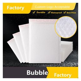 Bubble Cushioning Wrap Wholesale 800Pcs/Lot Bags Self Sealing White Mailer Padded Envelopes Plastic File Foam Packaging Bag Waterpro Dhusq