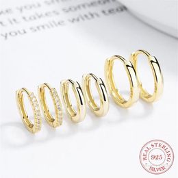 Hoop Earrings Cute 925 Sterling Silver Round Cz Circles Small Loop Huggies For Women Jewelry Kids Baby Children Girls Aretes245v