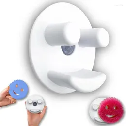 Kitchen Storage Smiling Face Sponge Holder Suction Cup Installation Holding Smile Sponges Organiser For Bathroom Silk