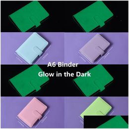 Notizblöcke Großhandel Glow In The Dark A6 Notebook Bindemittel Notizblock Ron Colors 6 Ringloch Budgetplaner Fluoreszierendes Pu-Leder Er Loo Dhoed