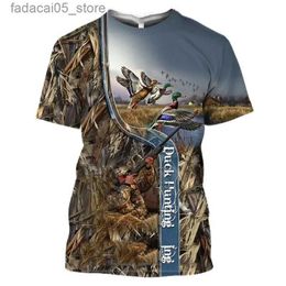 Men's T-Shirts 2023 New Wild Boar Men Tshirt Jungle Animal Mallard 3D Print Hunt Reed Camouflage T Shirt Guns Hide Deer Funny Women Streetwear Q240131