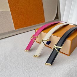 Reversible Designer Belt Genuine Leather Belts for Women Narrow Style Width 2cm Classic Ladies Smooth Buckle Black Pink Beige Waistband