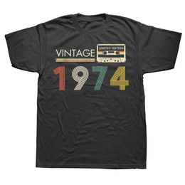 Men's T-Shirts Vintage 1974 Limited Edition Cassette T Shirt Harajuku 50th 50 Years Old Birthday Party Retro Tshirt mens Clothes