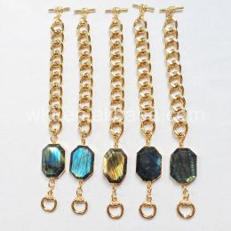 Bangles WTB247 Unique Designs Chain Bracelet 24k gold electroplated link chain bracelet natural labradorite bracelet Jewellery gift