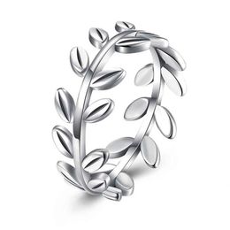 Olive Leaf Rings 925 Sterling Silver Women Simple Style Stackable Ring Party Wedding Gift Fashion S925 Jewellery Cluster339r