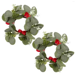 Candle Holders Love Garland Holder Rings Wreaths Valentine Winter Artificial Leaf Flower Floral Wedding Decor