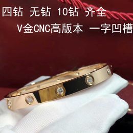 Original 1to1 C-arter Bracelet V-gold 18K rose gold bracelet with slotted screw groove CNC male and female couple love diamond free fourSARB