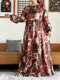 Ethnic Clothing Fashion Woman Maxi Dresses Long Sleeve Floor Length O-Neck Gold Casual Autumn Boho Beach Oversized Loose Dress L-3XL