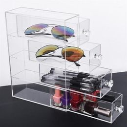Multifunction Clear Acrylic Makeup Organiser Storage Box Portable Make Up storage drawer Glasses pen Cosmetic display box1279c