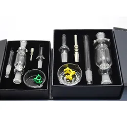 Headshop888 NC002 Gift Box Dab Rig Glass Bong Smoking Pipes 10mm 14mm Stainless Steel Nail Borosilicate Tip Mouthpiece Wax Dish Clip Water Perc Bubbler Pipes