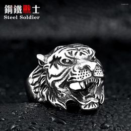 Cluster Rings Steel Soldier Punk Personality Tiger Ring For Men Stainless Good Detail Animal Jewelry